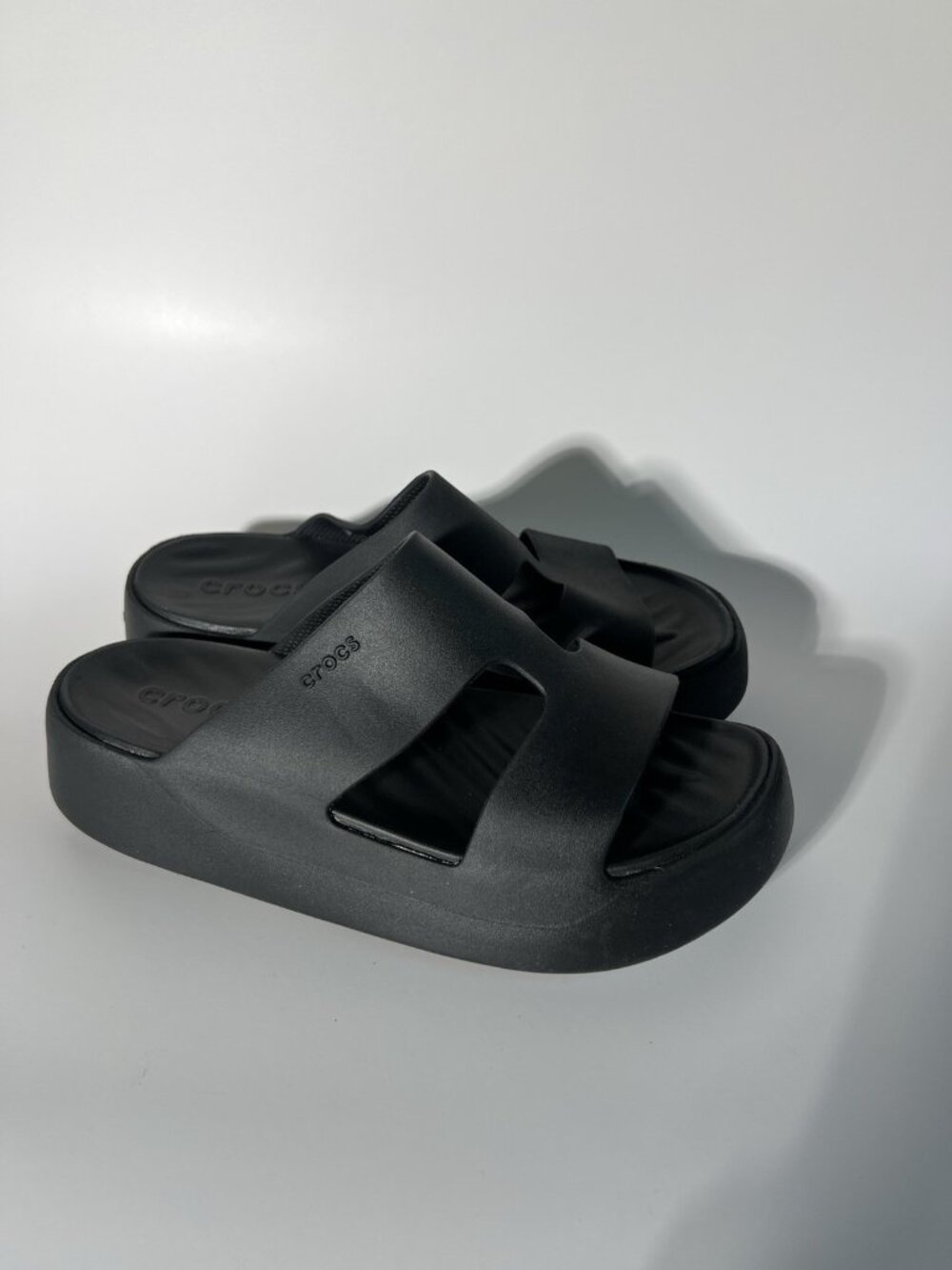 Crocs Black Platform Slides Comfort Sandals Womens W8 - Picture 12 of 14
